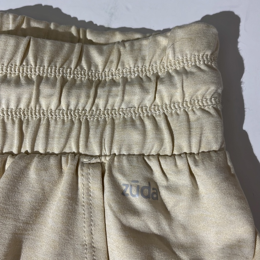 Zuda cream shorts elastic waistband drawstring basketball small - Picture 4 of 8